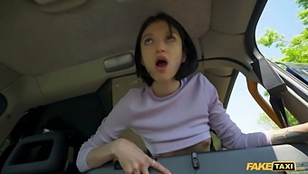 Shy Teen With Short Hair Gets Her Wet Pussy Pumped On The Backseat Of A Taxi