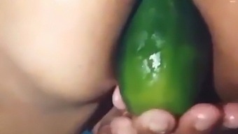 Stepmom Flaunts Her Open Ass By Using A Huge Cucumber