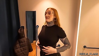 British Student With Voluptuous Rear End Encounters Threesome In Fitting Room